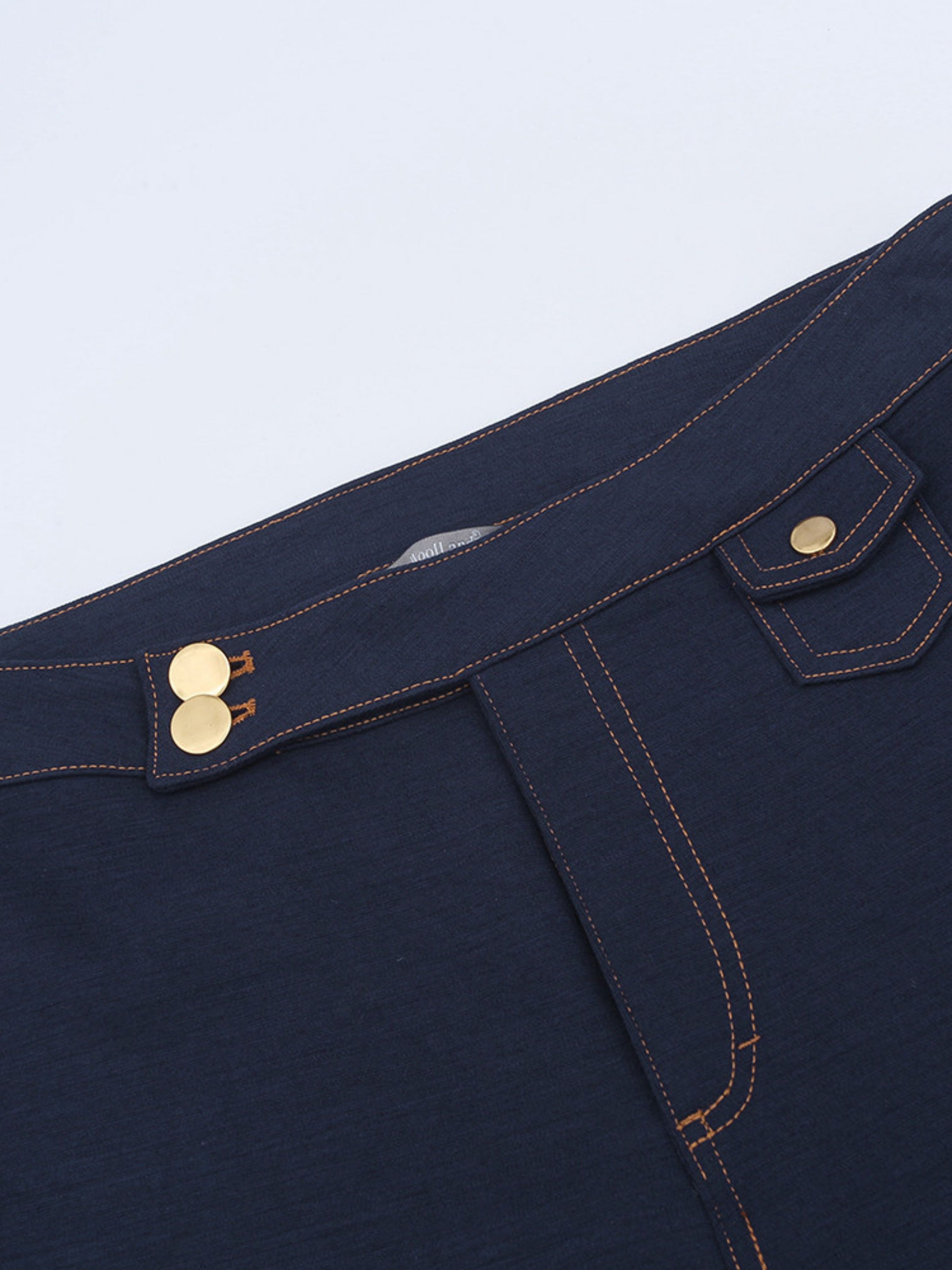 Spitsbergen Wool Jeans With Flare - Long Blue