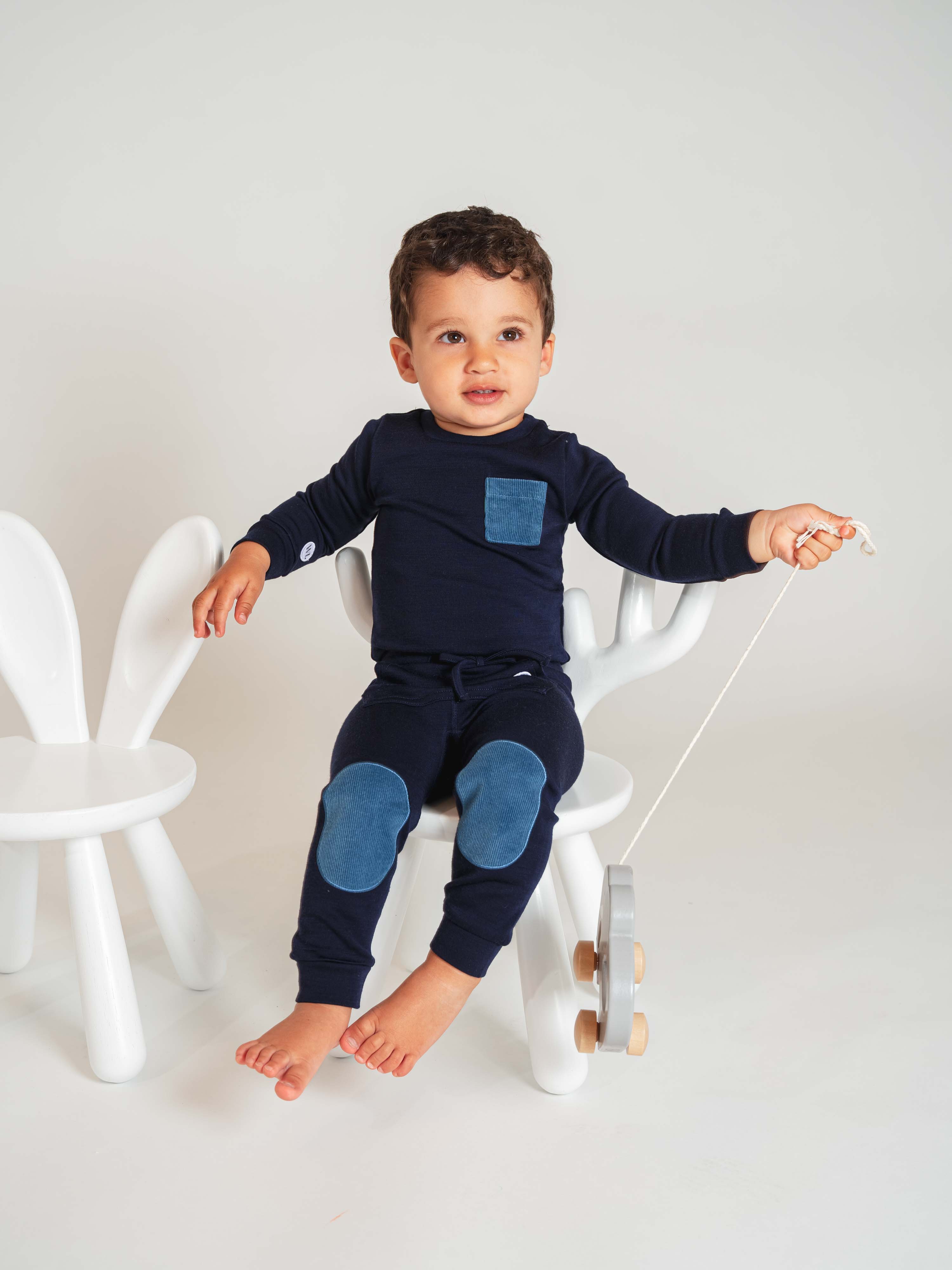 Bergen Merino Bodysuit With Moose Blue Ink