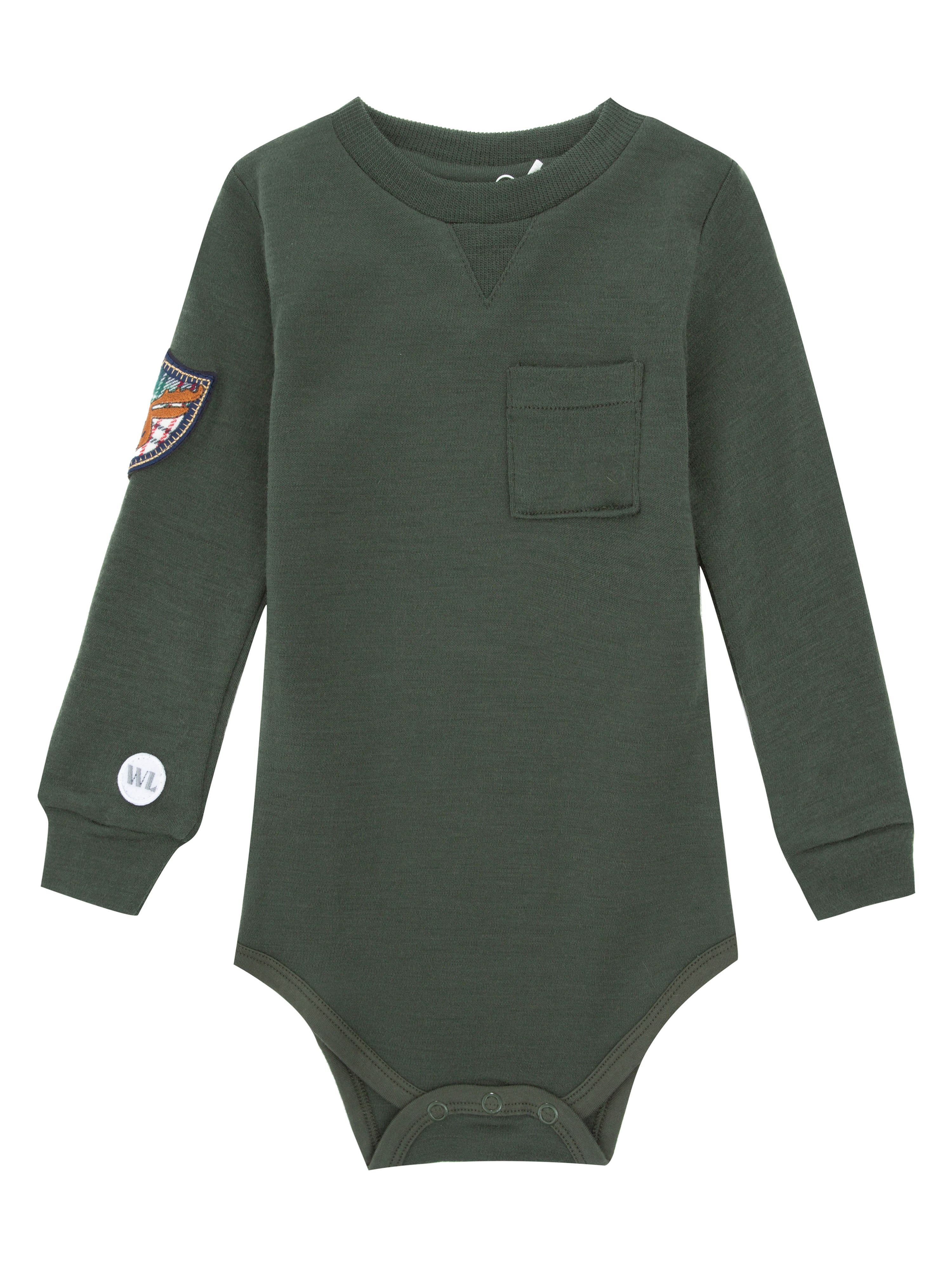 Bergen Merino Bodysuit With Moose Green