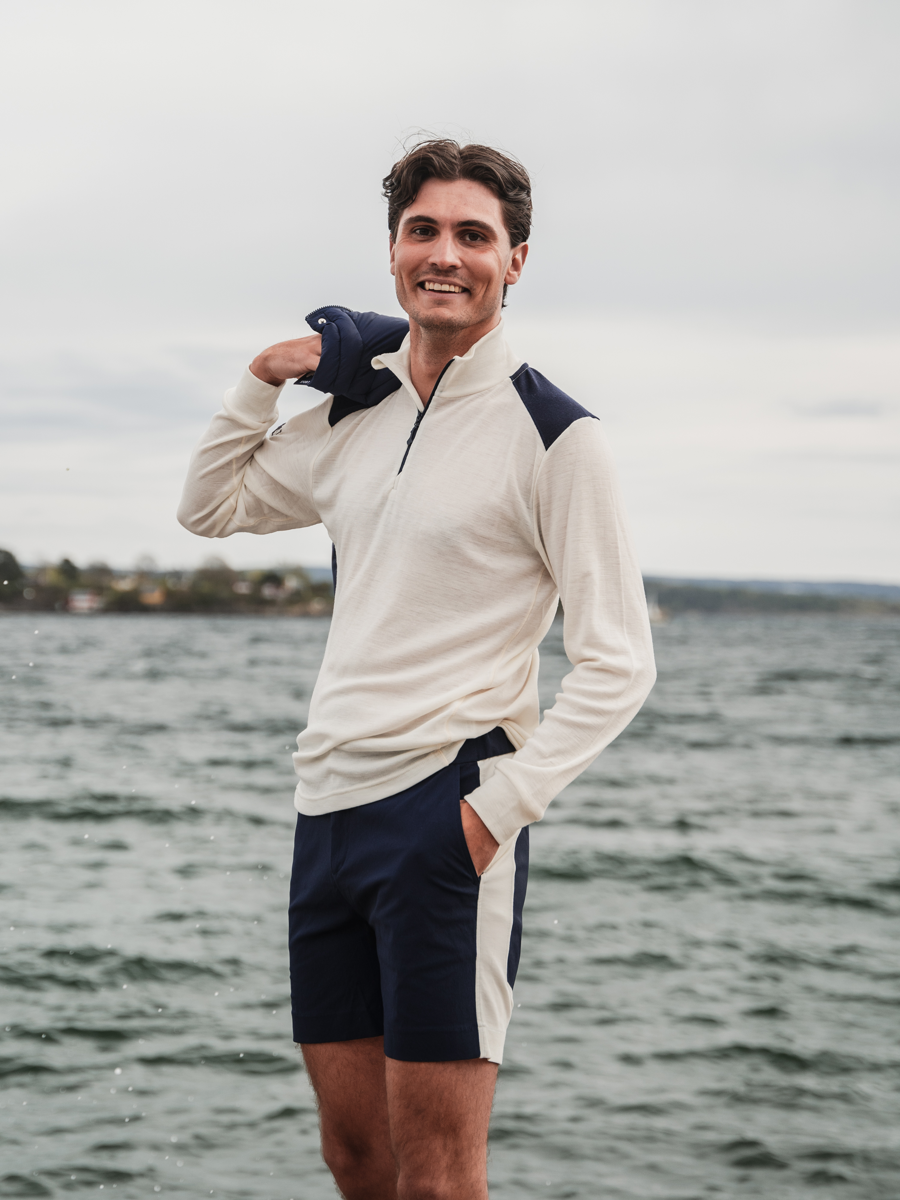 Færder Merino Half-Zip Top Snow White